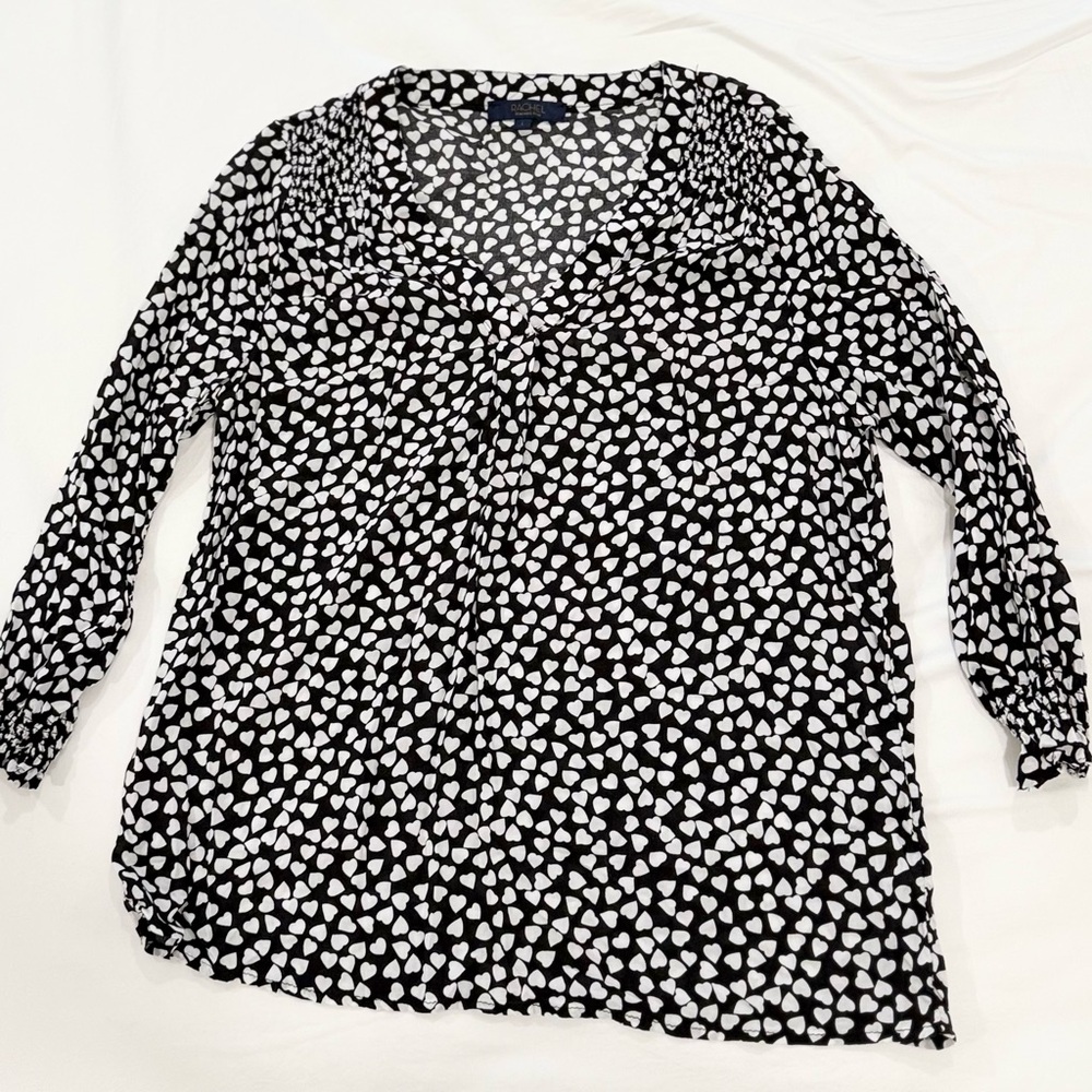 RACHEL Rachel Roy Black and White Heart Print Blouse